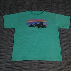 VTG Patagonia T Shirt Brushstroke Mountain Teal Large Single Stitch 80s 90s